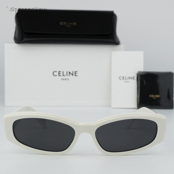 BRAND NEW Celine CL40252I 25A White Grey Rectangle Women Sunglasses CL 40252I